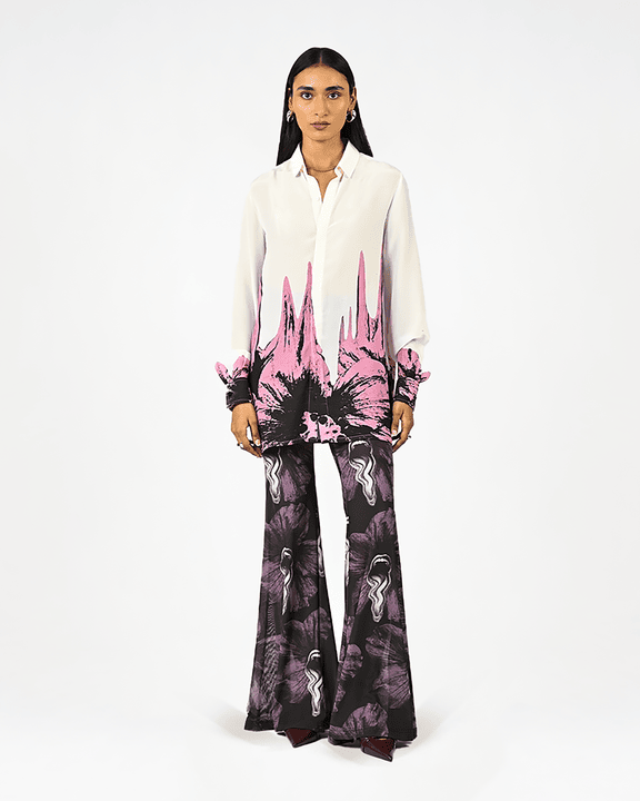 White Floral Drip Shirt