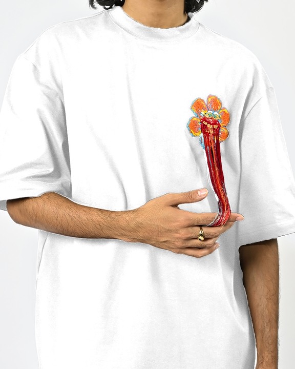 Hand-embroidered Floral T-shirt