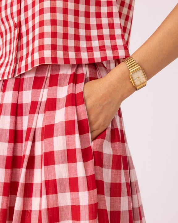 June Checkered Handwoven Skirt