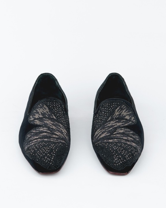 Evening Tassel Raven Black Tuxedo With Hand Embroidered Beeds