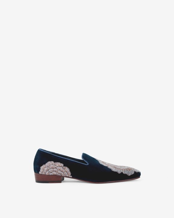 Evening Tassel Space Blue Tuxedo With Hand Embroidered Beeds