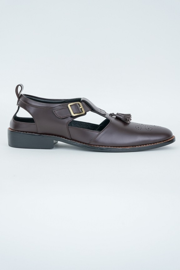 Brown Buff With Tassel and Buckle Sandal