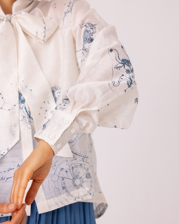 Lizzy Zodiac Print Handwoven Top