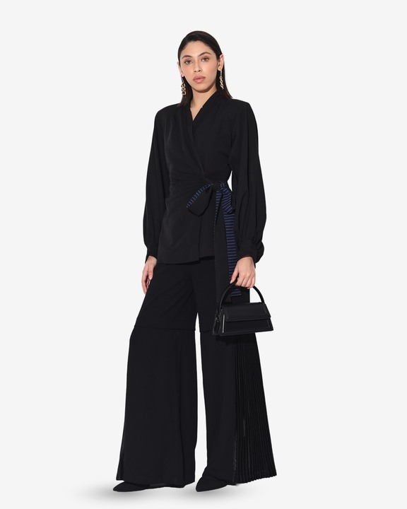 Neo Wrap Pleated Pant Suit