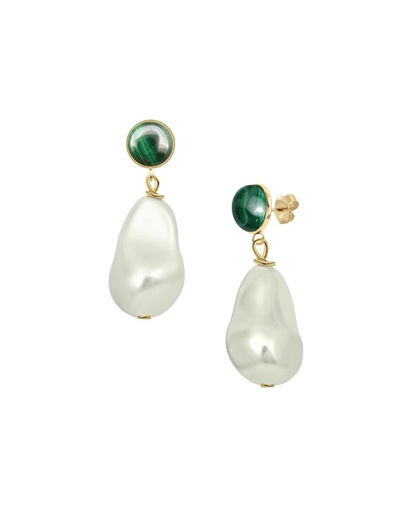 Baroque Malachite Pearl Drop