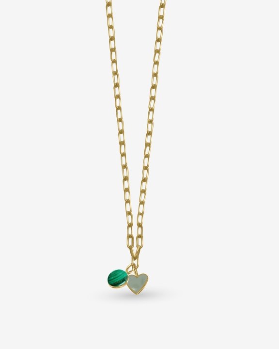 Small Link Chain With Malachite & Green Heart