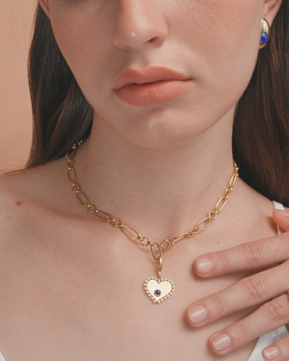 Halo Lapis Charm Necklace