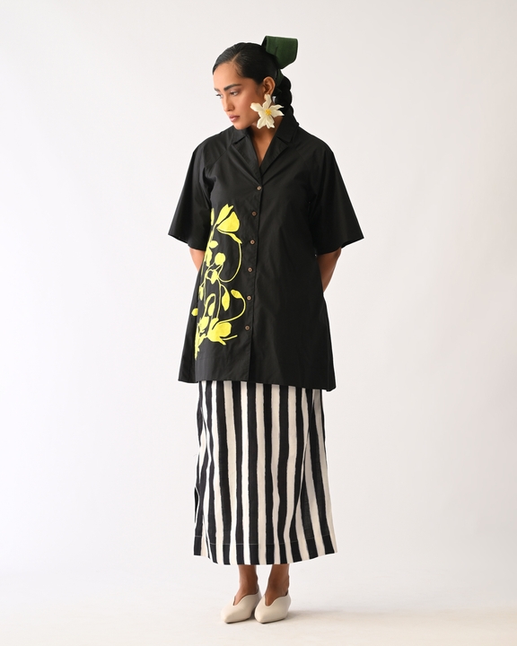 Mono Black Cuban Appliqué Shirt Set