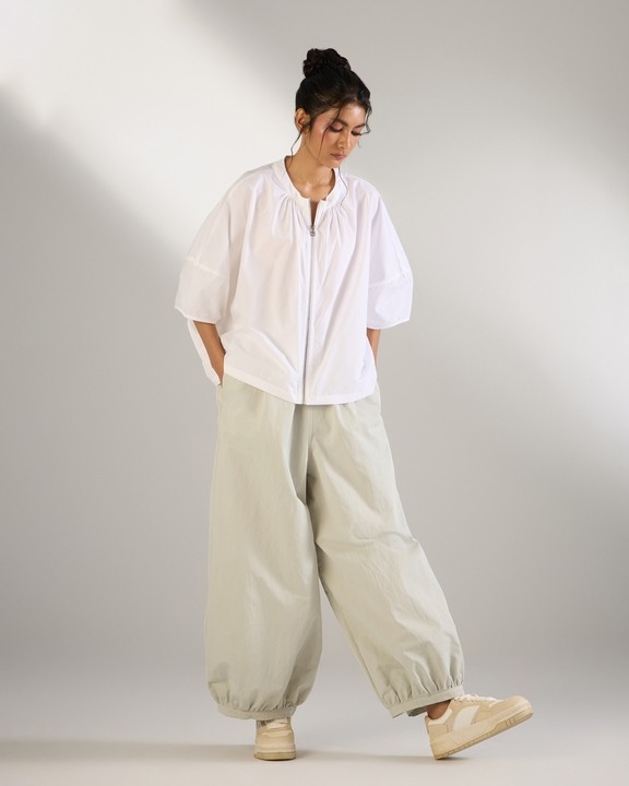 Gathered Waist Hem Pants