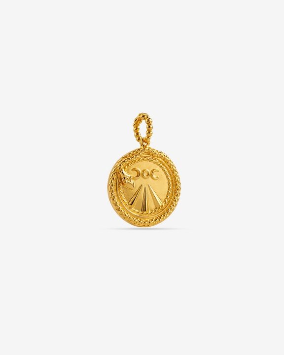 Vintage Sun Crest Gold Coin Charm
