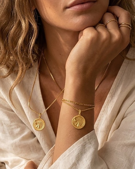 Vintage Sun Crest Gold Coin Charm