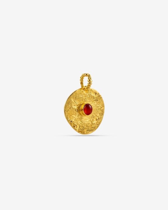 Vintage Totem Gold Charm with Red Stone