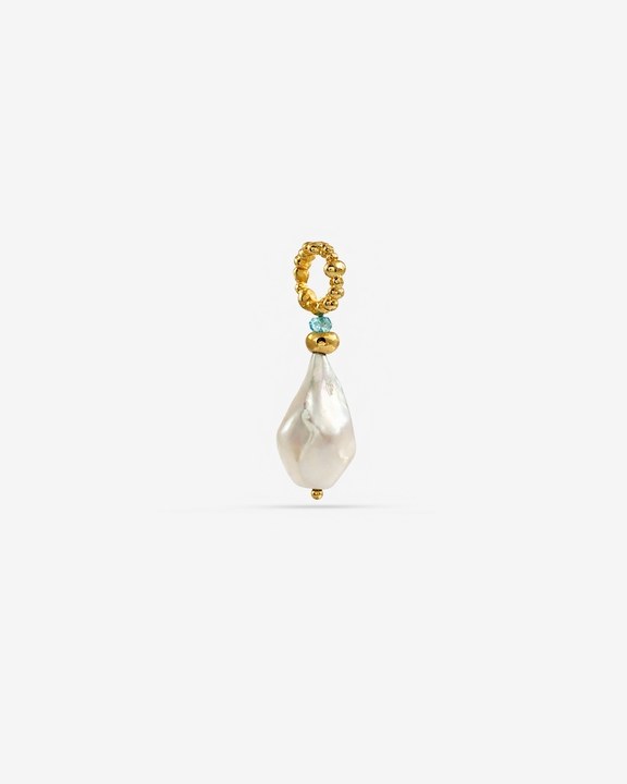 Baroque Pearl Charm with Blue Topaz Accent