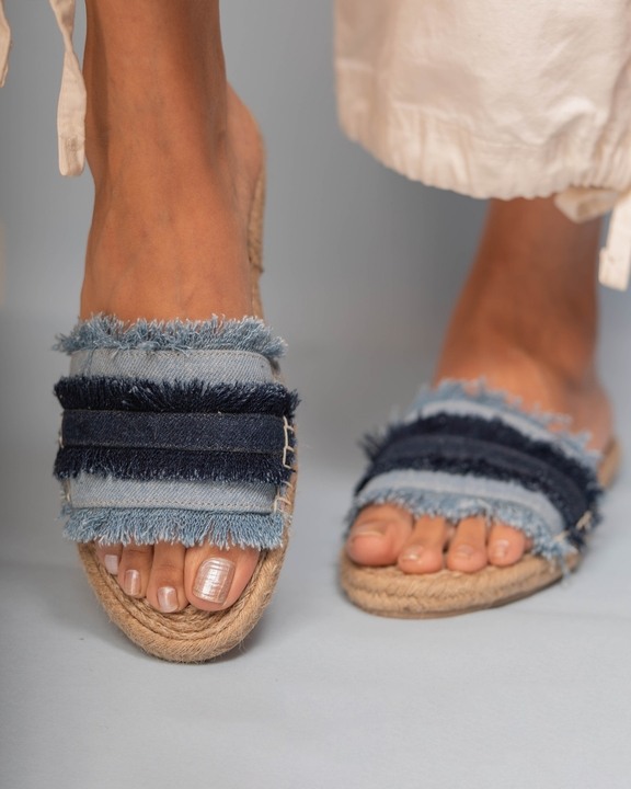 Saira Denim Sandals Flats
