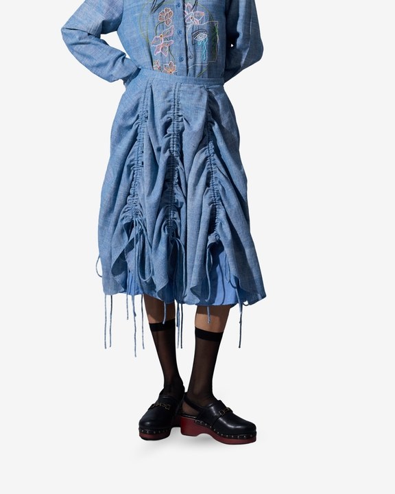 Gathered Skirt in Linen