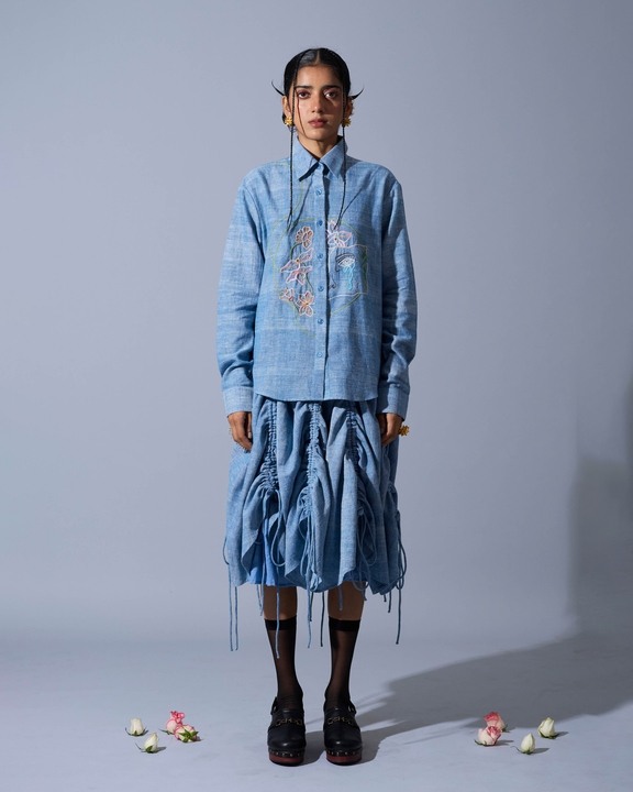 Gathered Skirt in Linen