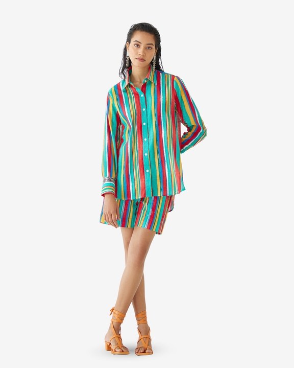 Birch Shirt & Embroidered Shorts