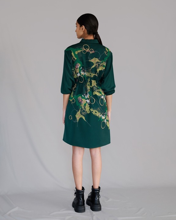 Green Map Short Dress