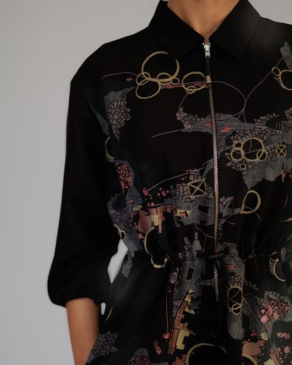 Black Map Short Dress