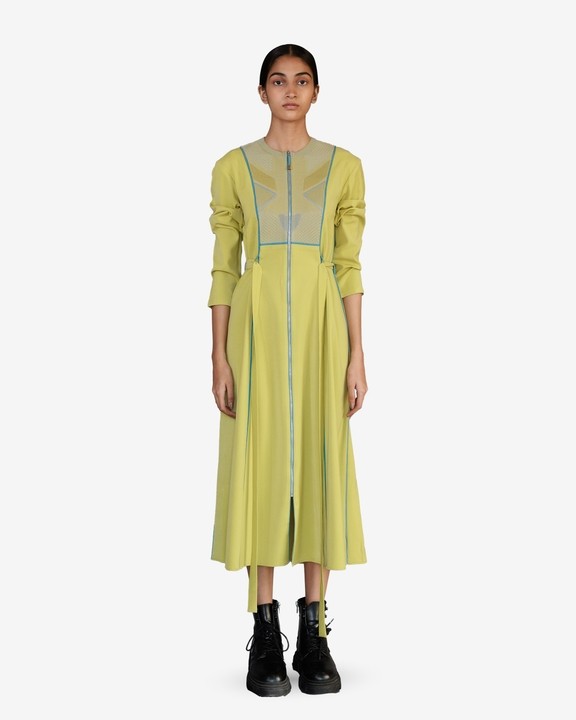 Lime Knitted Panel Dress