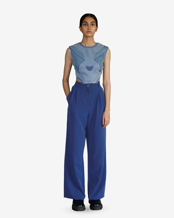 Blue Knitted Panel Top Set