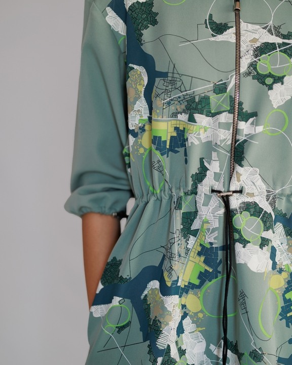 Grey Map Short Dress