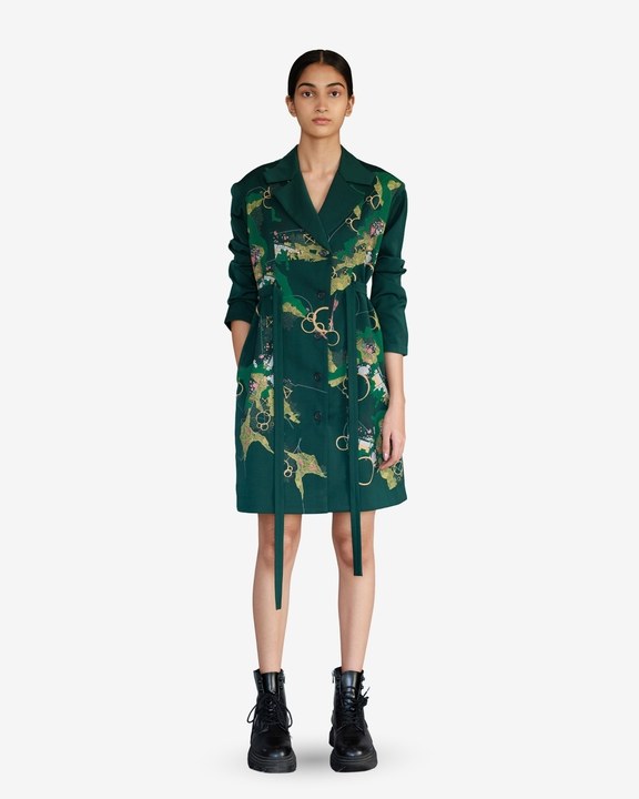 Green Map Coat Dress
