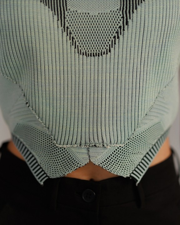 Grey Knitted Panel Top Set