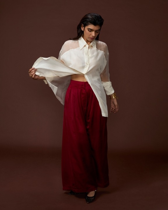 Maroon Luxe Flow Trousers