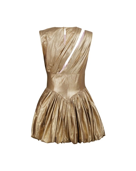 Golden Balloon Hem Dress