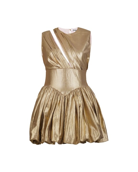 Golden Balloon Hem Dress