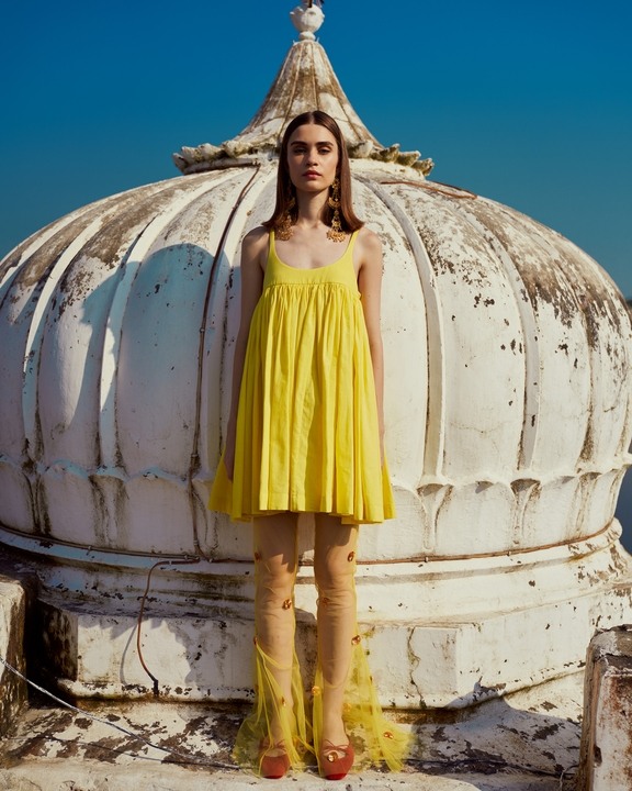 Lime Khadi Cotton Dress