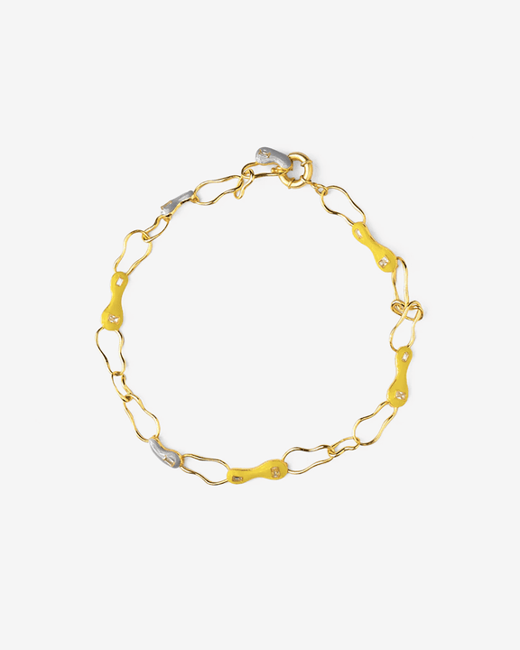 Yellow Grey Blob Necklace