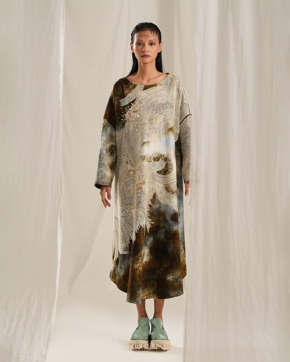 Brown Wash Tuck Dress