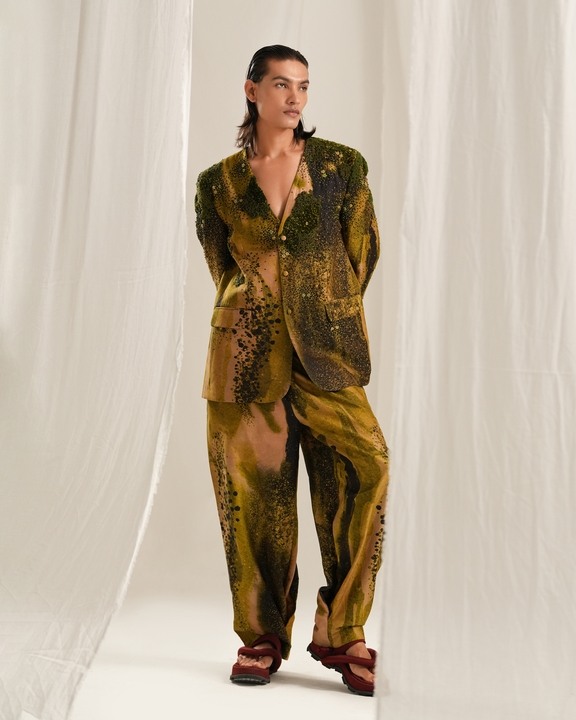 Green Glade Emb. Blazer Set