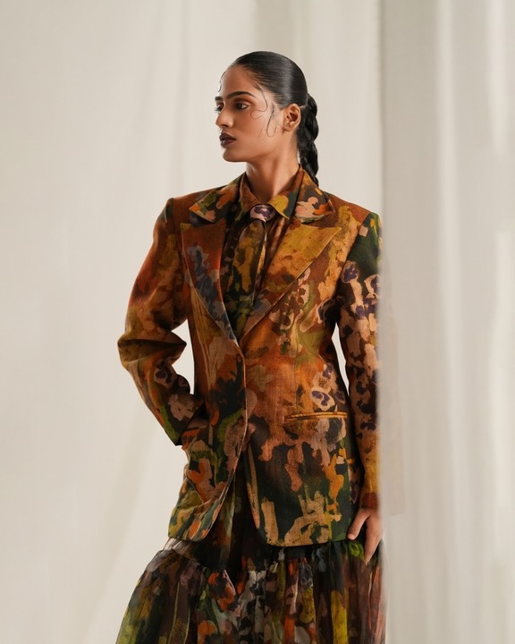 Brown Floral Blazer