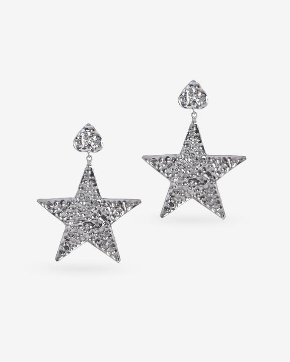 Beaten Star Earrings (Silver)