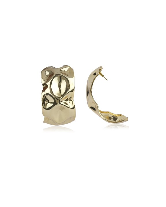 Beaten Hoop Earrings (Gold)