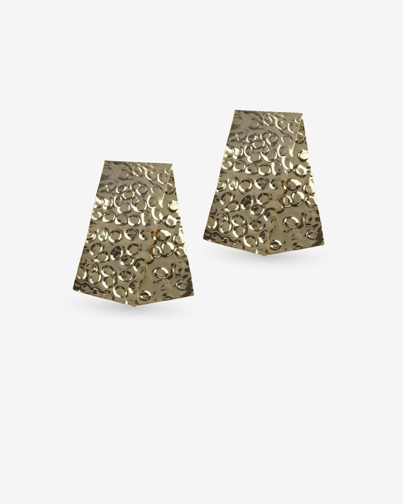 Beaten Rectangle Earrings (Gold)