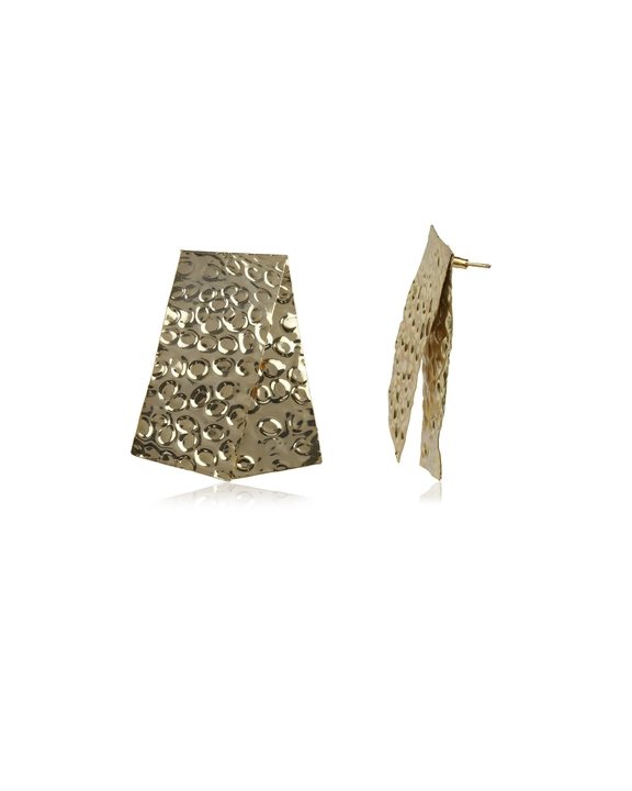 Beaten Rectangle Earrings (Gold)