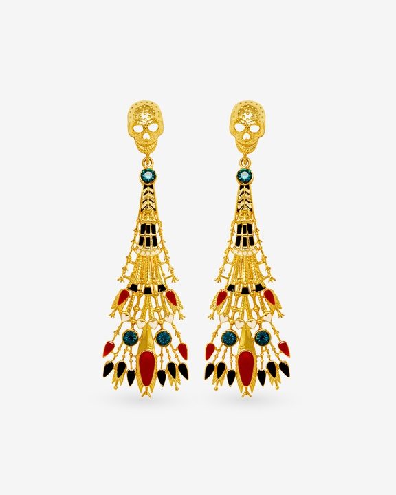 Red Skull Nefertiti Earrings