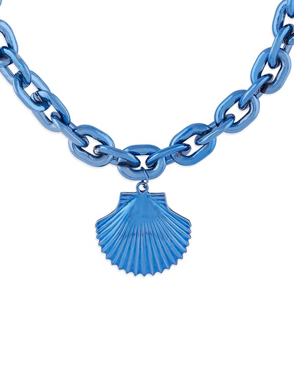 Cobalt Blue Shell Pendant Necklace