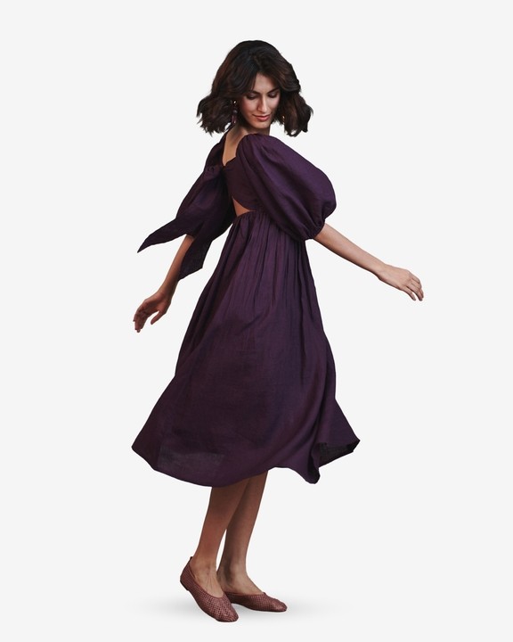 Front Twist Linen Dress
