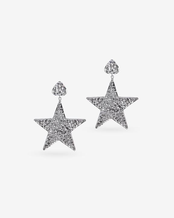 Beaten Star Earrings (Silver)