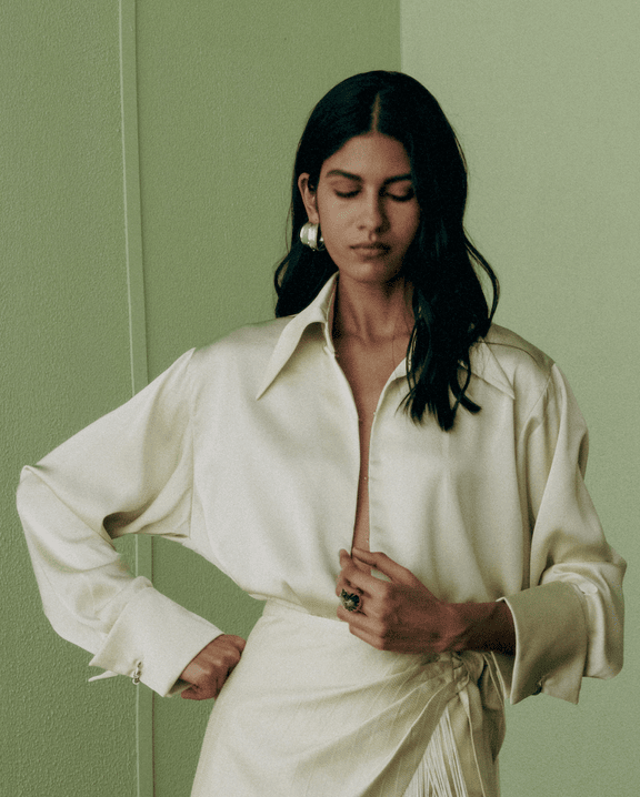 Deep Neck Statement Sleeve Shirt