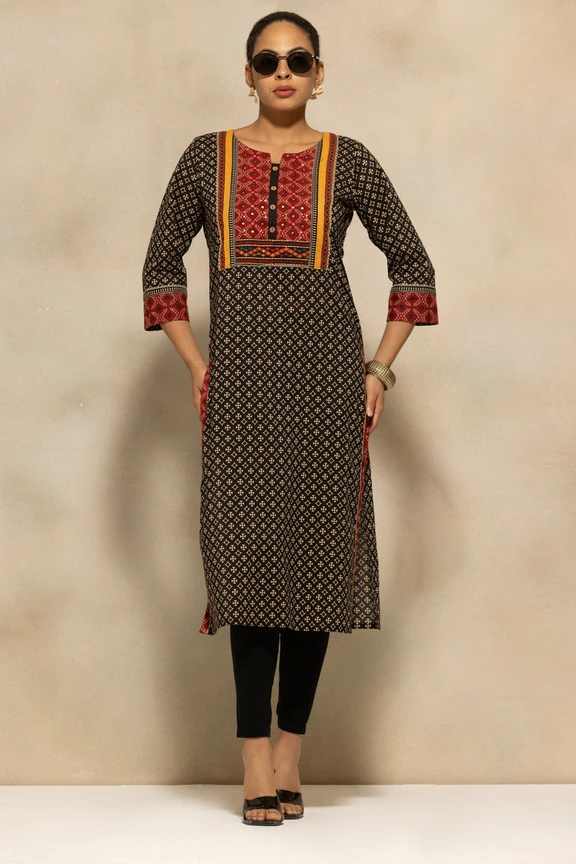 Black Printed Kurta