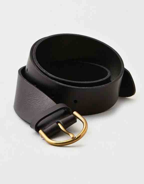 American Eagle Women Black High-Waisted Leather Belt