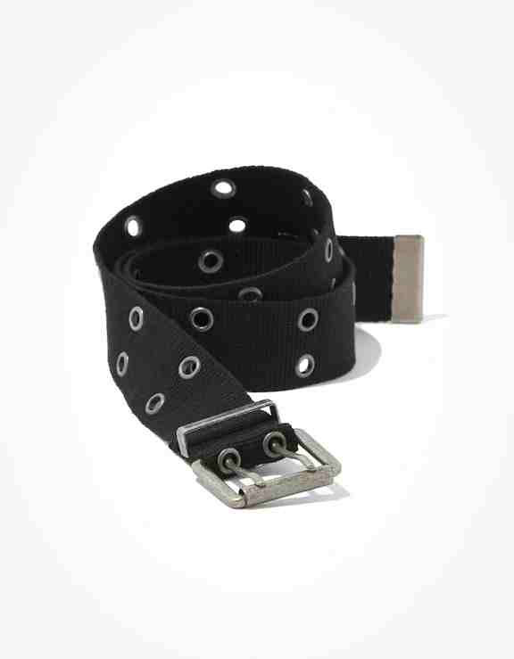 American Eagle Women Black Y2K Grommet Belt