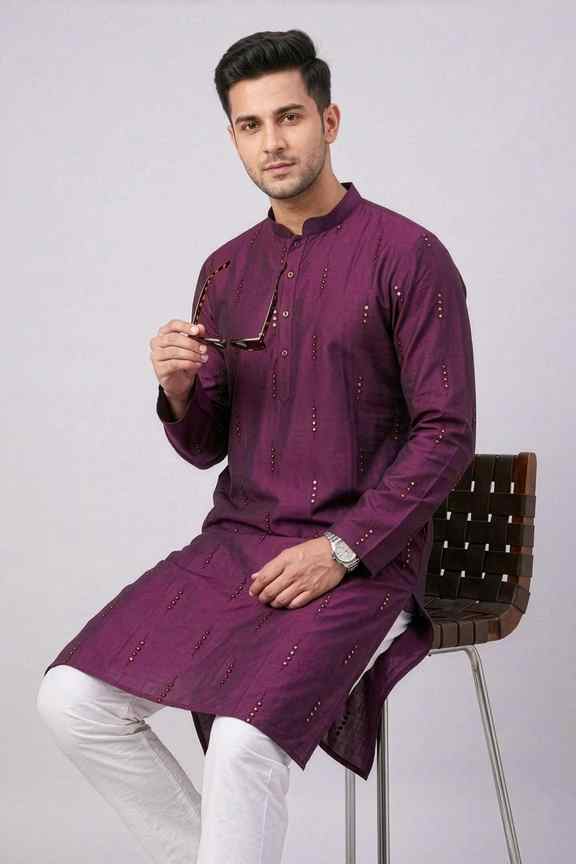 Embroidered Viscose Men's Festive Wear Kurta