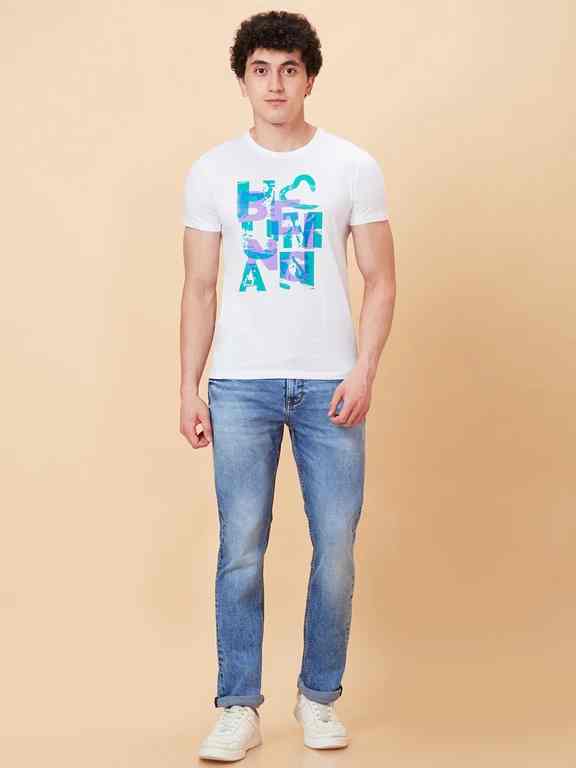 Being Human Men Slim Straight Fit Denim-Mid Tone